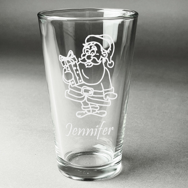 Custom Santa and Presents Pint Glass - Engraved (Personalized)