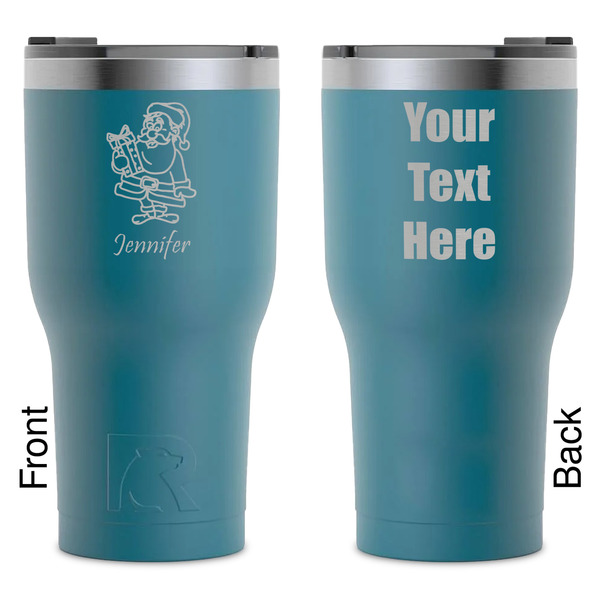 Custom Santa and Presents RTIC Tumbler - Dark Teal - Laser Engraved - Double-Sided (Personalized)