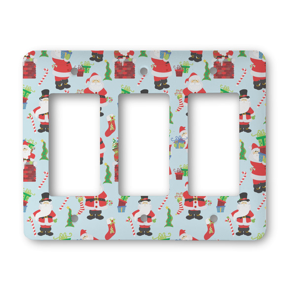 Custom Santa and Presents Rocker Style Light Switch Cover - Three Switch