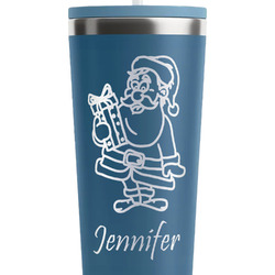 Santa and Presents RTIC Everyday Tumbler with Straw - 28oz - Steel Blue - Double-Sided (Personalized)