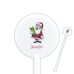 Santa and Presents 5.5" Round Plastic Stir Sticks - White - Double Sided (Personalized)