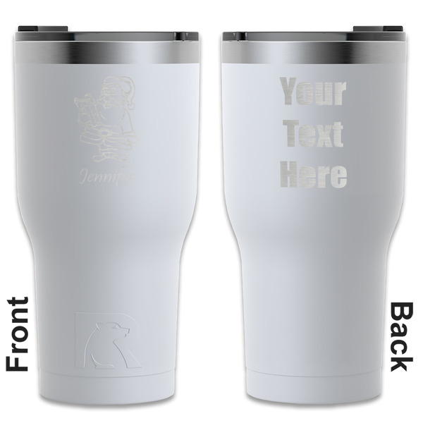 Custom Santa and Presents RTIC Tumbler - White - Engraved Front & Back (Personalized)