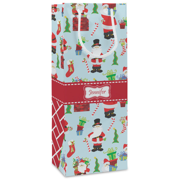 Custom Santa and Presents Wine Gift Bags - Matte (Personalized)