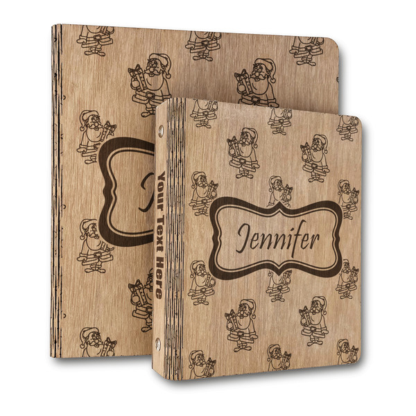 Custom Santa and Presents Wood 3-Ring Binder (Personalized)