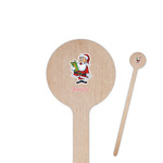 Santa and Presents 6" Round Wooden Stir Sticks - Single Sided (Personalized)