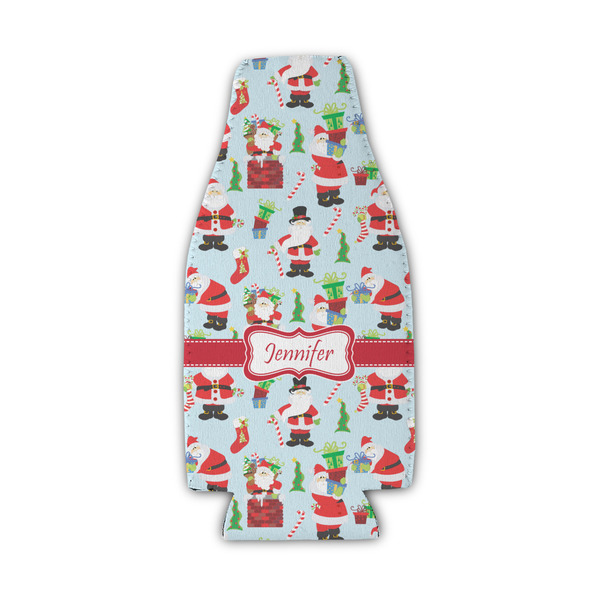 Custom Santa and Presents Zipper Bottle Cooler (Personalized)
