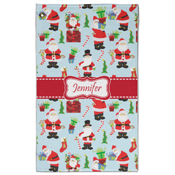 Santa and Presents Golf Towel - Poly-Cotton Blend - Large w/ Name or Text