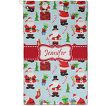 Santa and Presents Golf Towel - Poly-Cotton Blend - Small w/ Name or Text