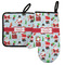 Santa and presents Neoprene Oven Mitt and Pot Holder Set - Left