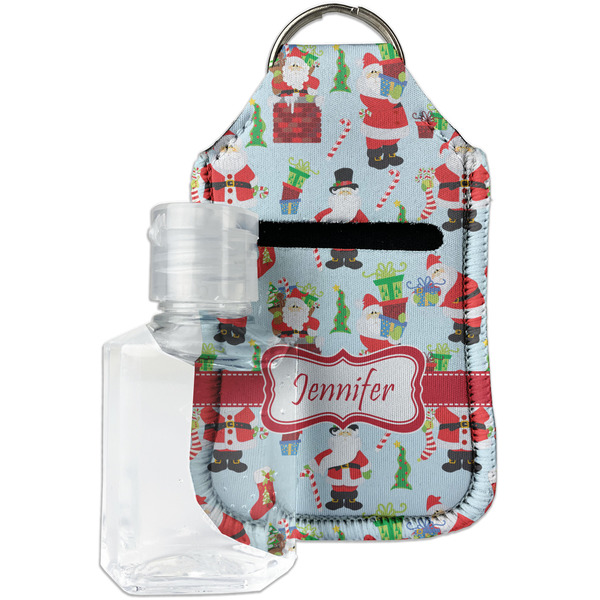Custom Santa and Presents Hand Sanitizer & Keychain Holder - Small (Personalized)