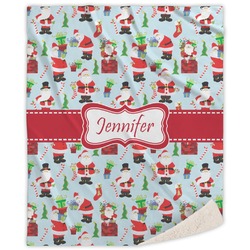 Santa and Presents Sherpa Throw Blanket - 50"x60" w/ Name or Text