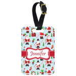 Santa and Presents Metal Luggage Tag w/ Name or Text