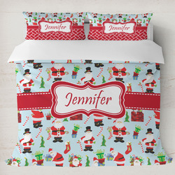 Santa and Presents Duvet Cover Set - King w/ Name or Text