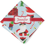 Santa and Presents Cloth Cocktail Napkin - Single w/ Name or Text