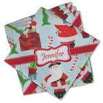 Santa and Presents Cloth Cocktail Napkins - Set of 4 w/ Name or Text