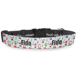 Santa and Presents Deluxe Dog Collar - Small (8.5" to 12.5") (Personalized)