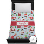 Santa and Presents Duvet Cover - Twin XL w/ Name or Text