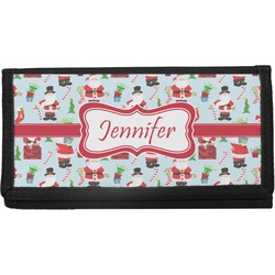 Santa and Presents Canvas Checkbook Cover w/ Name or Text