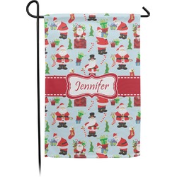 Santa and Presents Small Garden Flag - Double Sided w/ Name or Text