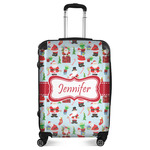 Santa and Presents Suitcase - 24" Medium - Checked (Personalized)