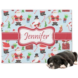 Santa and Presents Dog Blanket - Regular w/ Name or Text
