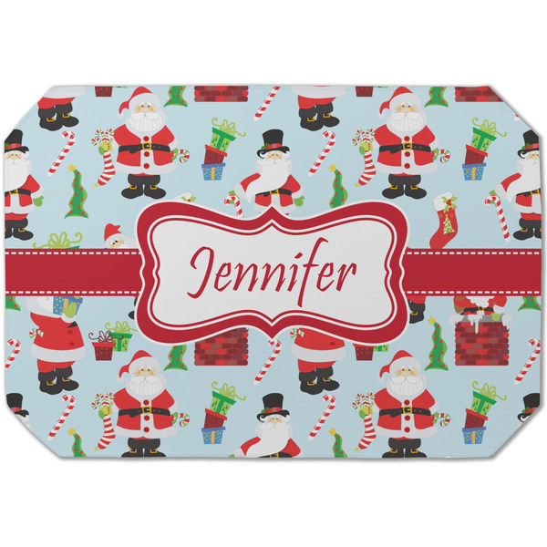 Custom Santa and Presents Dining Table Mat - Octagon (Single-Sided) w/ Name or Text