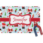 Santa and Presents Rectangular Fridge Magnet w/ Name or Text