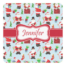 Santa and Presents Square Decal - Large w/ Name or Text