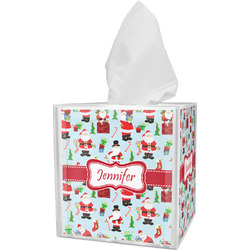 Santa and Presents Tissue Box Cover w/ Name or Text