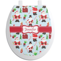 Santa and Presents Toilet Seat Decal - Round (Personalized)