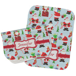 Santa and Presents Burp Cloths - Fleece - Set of 2 w/ Name or Text