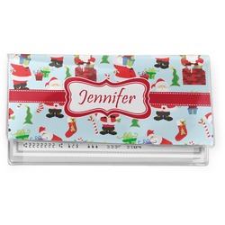 Santa and Presents Vinyl Checkbook Cover w/ Name or Text