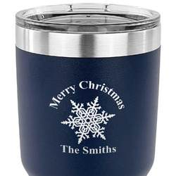 Snowflakes 30 oz Stainless Steel Tumbler - Navy - Single Sided (Personalized)
