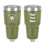 Snowflakes 30 oz Stainless Steel Tumbler - Olive - Double-Sided (Personalized)