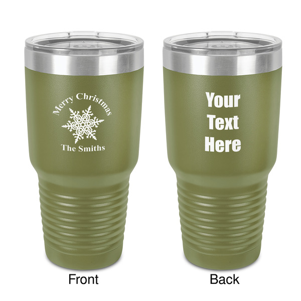 Custom Snowflakes 30 oz Stainless Steel Tumbler - Olive - Double-Sided (Personalized)