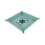 Snowflakes Faux Leather Dice Tray - 6" x 6" - Teal (Personalized)