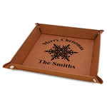 Snowflakes Faux Leather Dice Tray - 9" x 9" - Rawhide (Personalized)