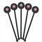 Snowflakes Black Plastic 5.5" Stir Stick - Round - Fan View