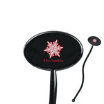 Snowflakes 7" Oval Plastic Stir Sticks - Black - Double Sided (Personalized)