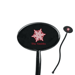Snowflakes 7" Oval Plastic Stir Sticks - Black - Double Sided (Personalized)