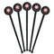 Snowflakes Black Plastic 7" Stir Stick - Round - Fan View