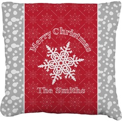 Snowflakes Faux-Linen Throw Pillow (Personalized)