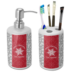 Snowflakes Ceramic Bathroom Accessories Set (Personalized)