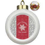 Snowflakes Ceramic Ball Ornaments - Poinsettia Garland (Personalized)