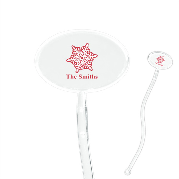 Custom Snowflakes 7" Oval Plastic Stir Sticks - Clear (Personalized)