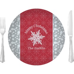 Snowflakes Glass Lunch / Dinner Plate 10" (Personalized)
