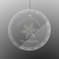 Snowflakes Engraved Glass Ornament - Round (Personalized)