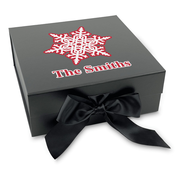Custom Snowflakes Gift Box with Magnetic Lid - Black (Personalized)