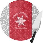 Snowflakes Round Glass Cutting Board (Personalized)