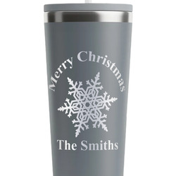 Snowflakes RTIC Everyday Tumbler with Straw - 28oz - Grey - Single-Sided (Personalized)